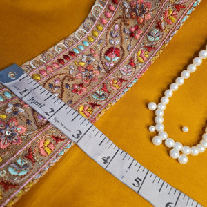 Premium Cream Multicolor Embroidery Lace