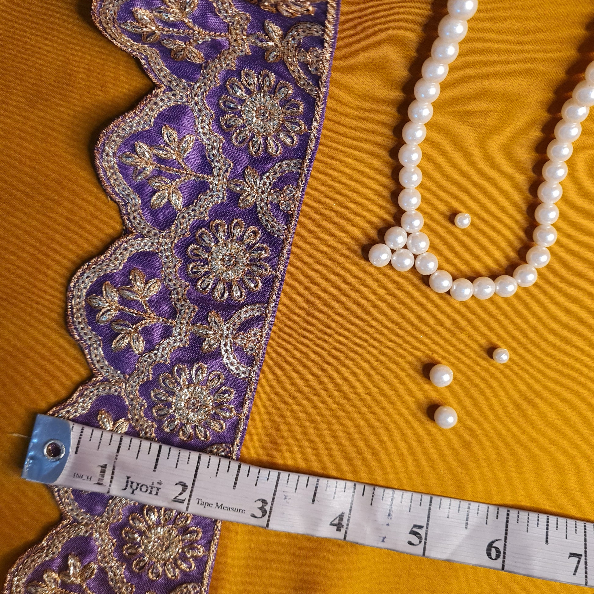 Premium Violet Pink Traditional Zari Embroidery Lace