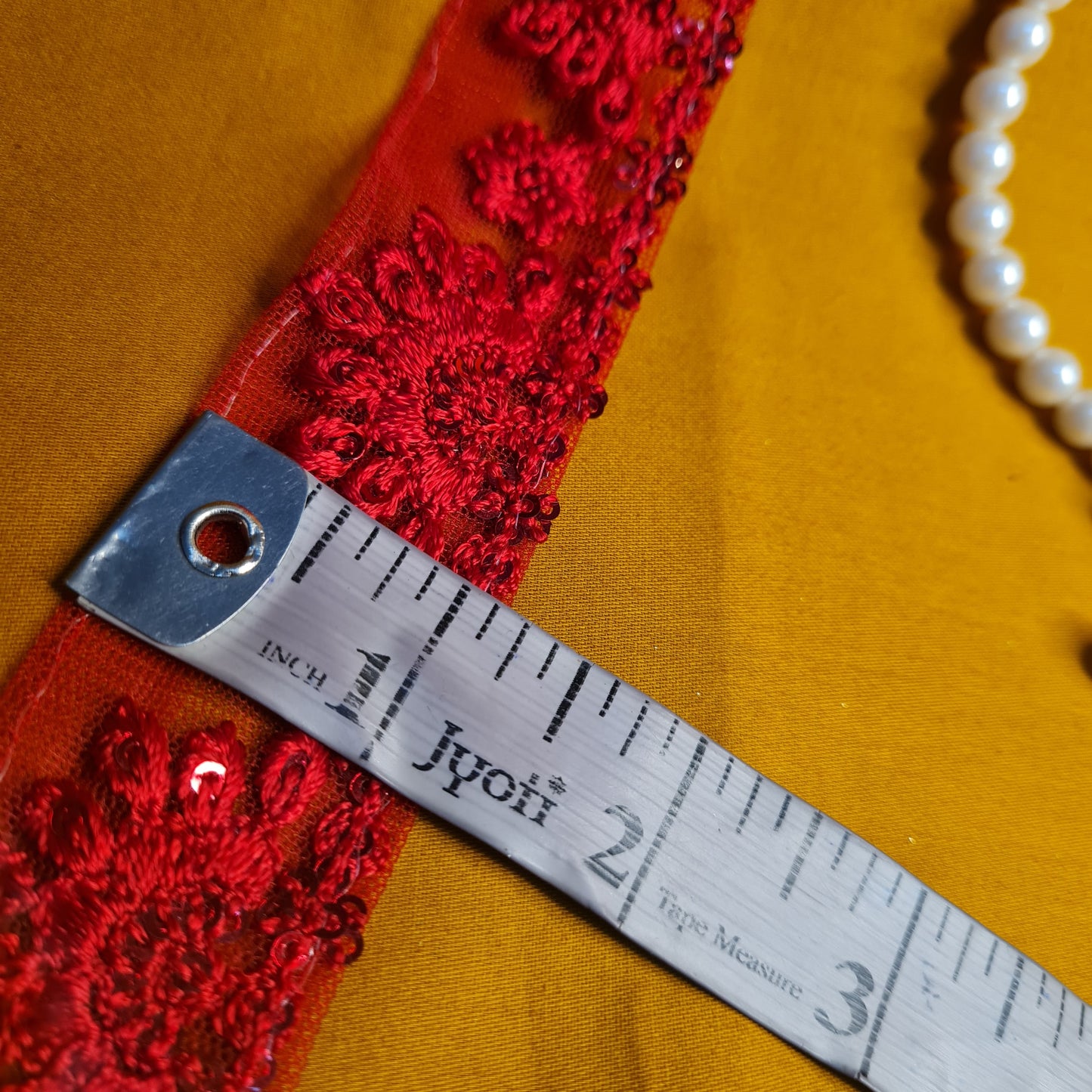Premium Red Sequins Embroidery Lace