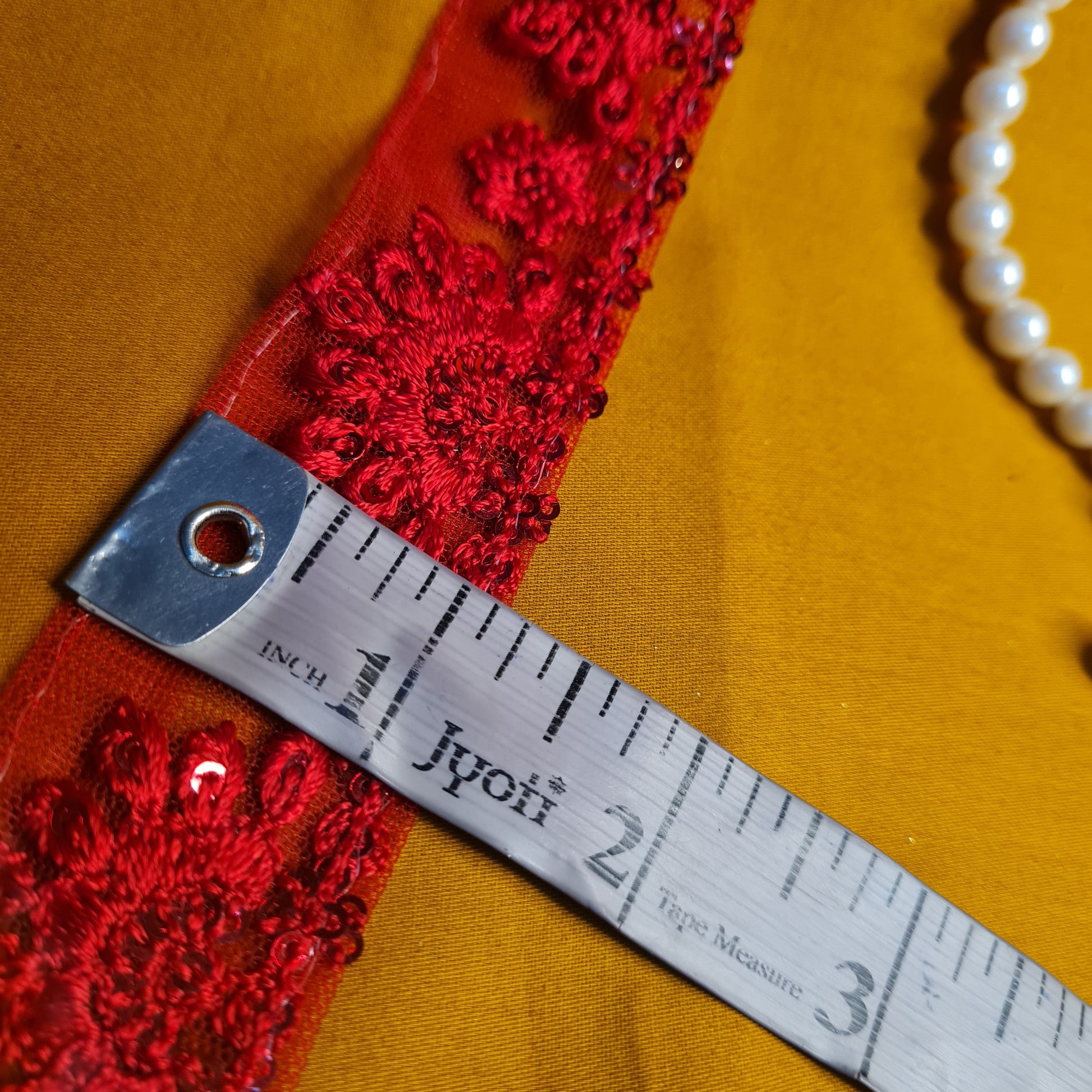 Premium Red Sequins Embroidery Lace