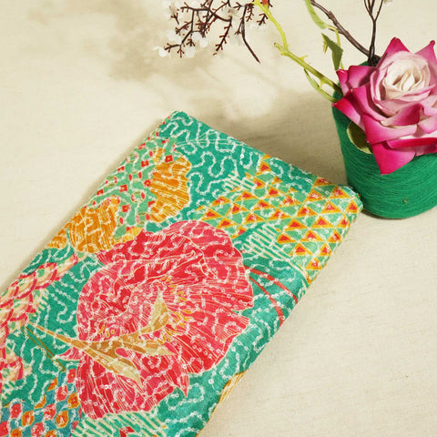 Green Floral Sequins Embroidery Chinnon Chiffon GT-15886