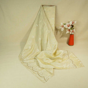 Light Gold Thread Sequins Border Embroidery Viscose Tissue DF-15890