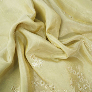 Light Gold Thread Sequins Border Embroidery Viscose Tissue DF-15890