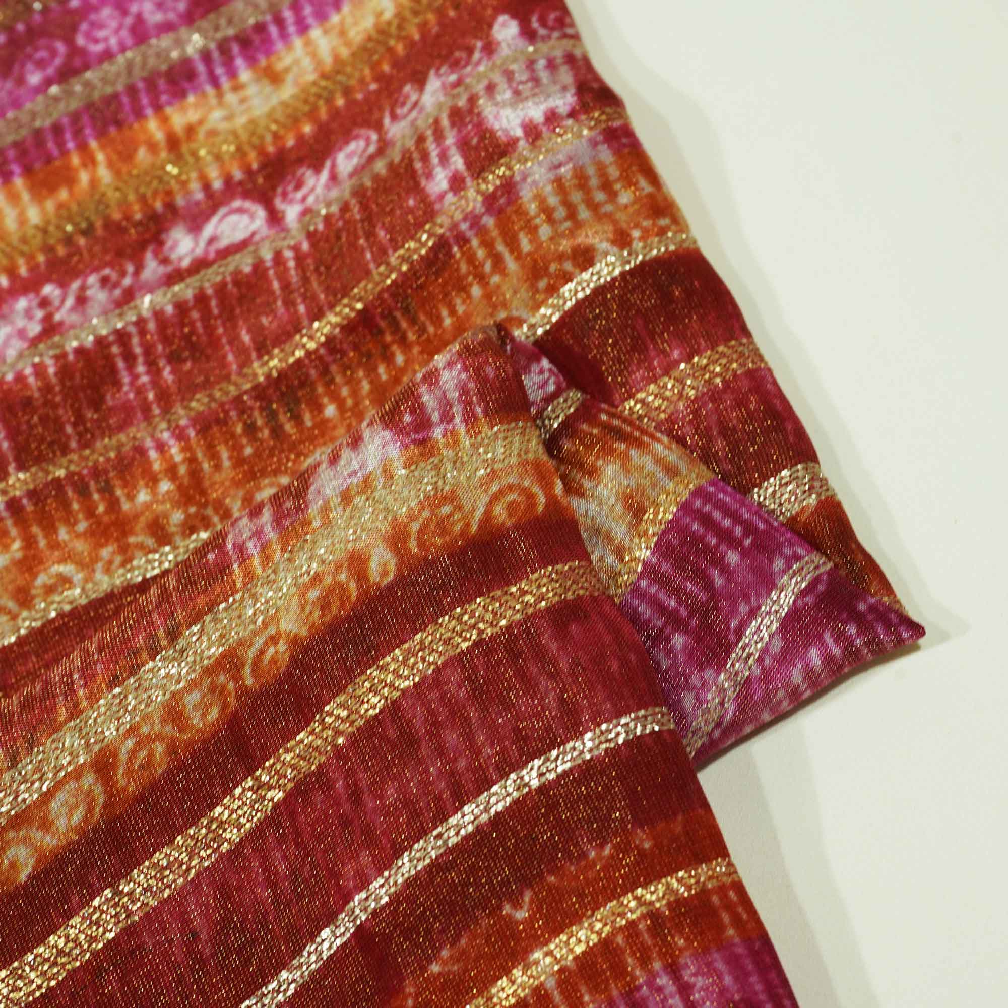 Red Multicolor Stripes Vuscose Tissue NE-15903