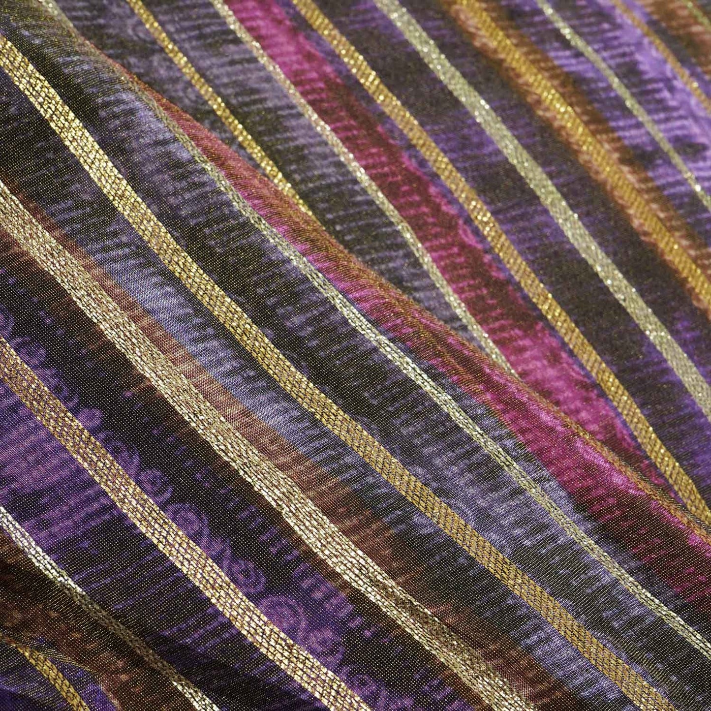 Purple Multicolor Stripes Vuscose Tissue NE-15905