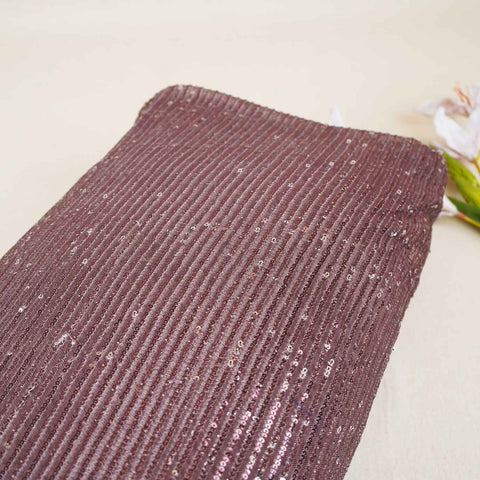 Dark Brown Ombre Sequins Embroidery Power Net Fabric