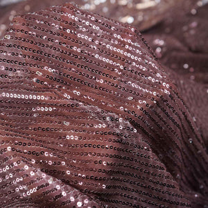 Dark Brown Ombre Sequins Embroidery Power Net Fabric - TradeUNO