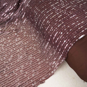Dark Brown Ombre Sequins Embroidery Power Net Fabric - TradeUNO