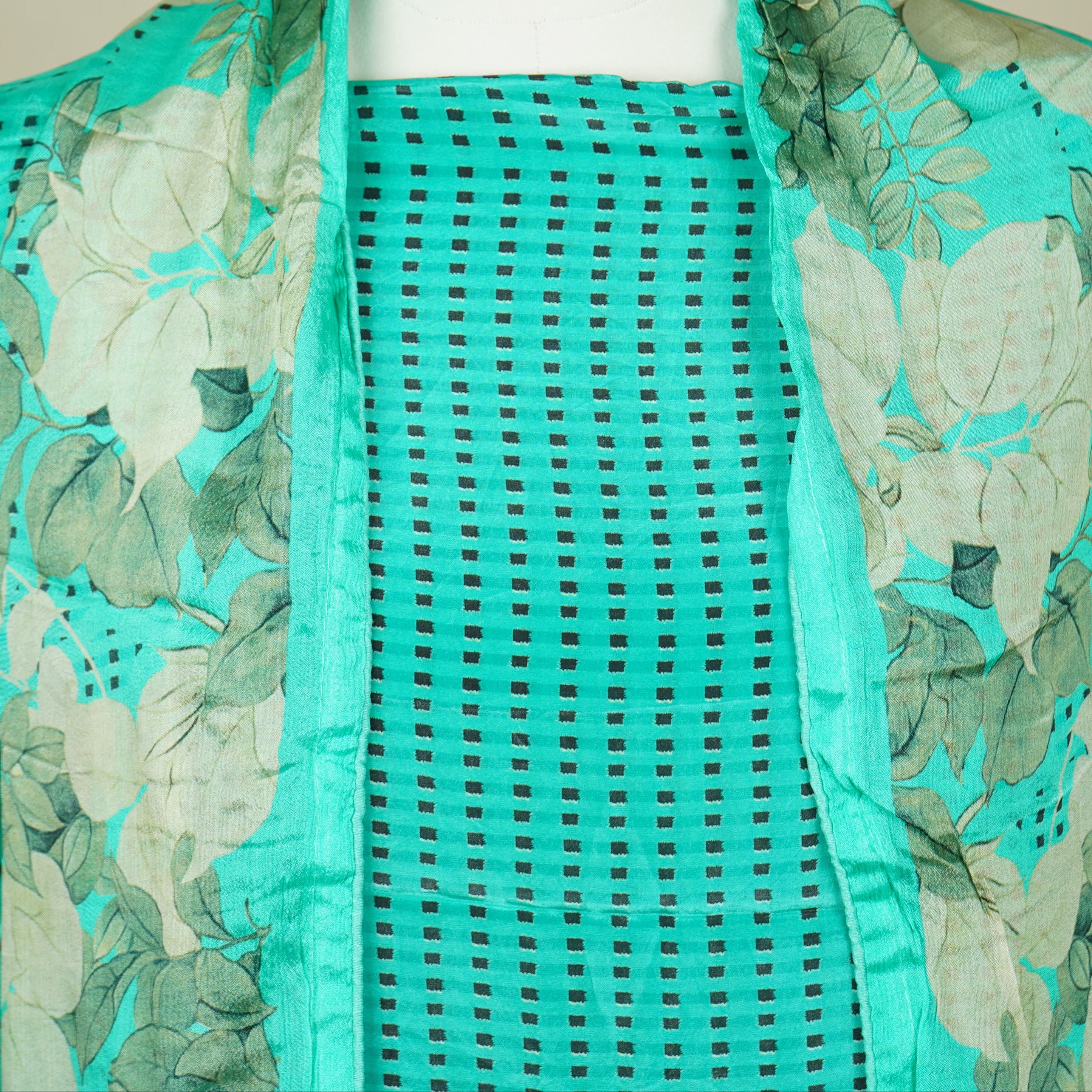 Green Zari Thread Embroidery Crepe Suit Set With Dupatta