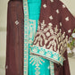 Green With Wine Sequins Embroidery Chinnon Suit Set With Dupatta