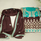 Green With Wine Sequins Embroidery Chinnon Suit Set With Dupatta
