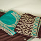 Green With Wine Sequins Embroidery Chinnon Suit Set With Dupatta