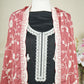Black Red Chikankari Embroidery Pure Chinnon Suit Set With Dupatta