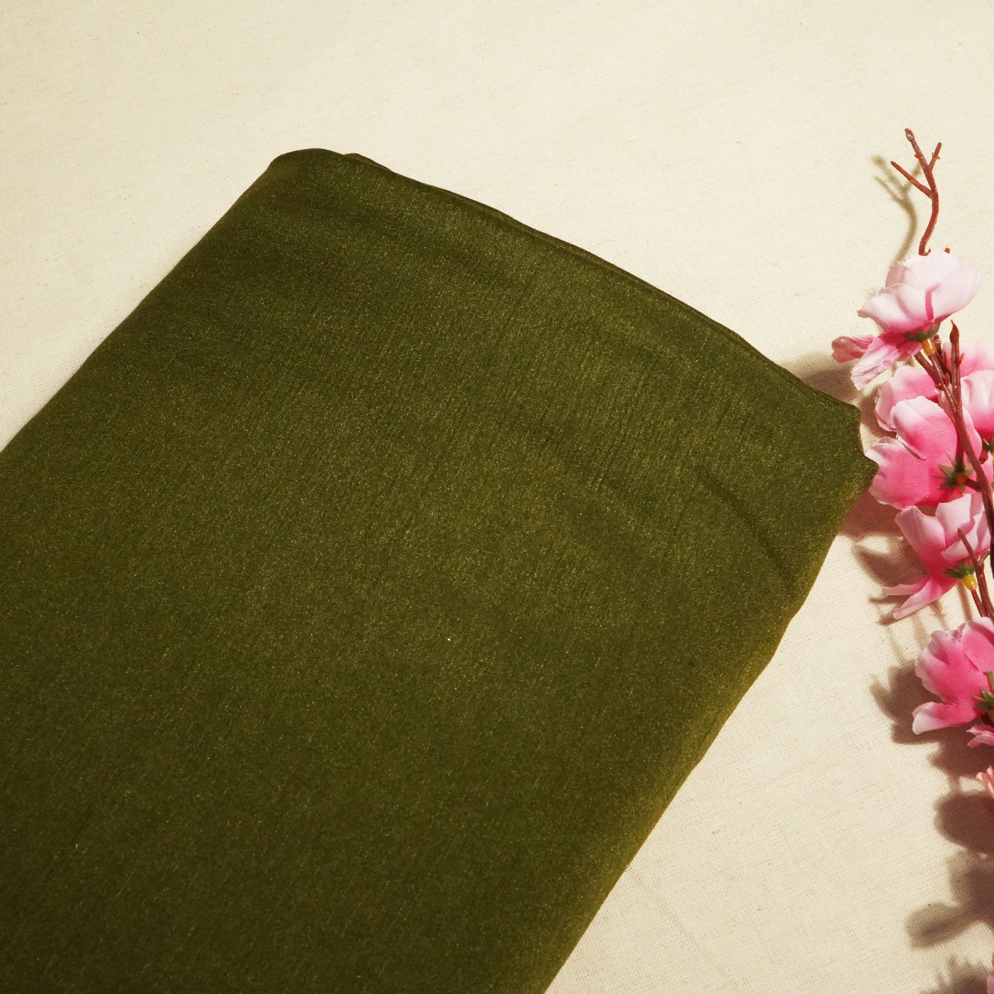 Olive Green Solid Bemberg Silk KC-16038
