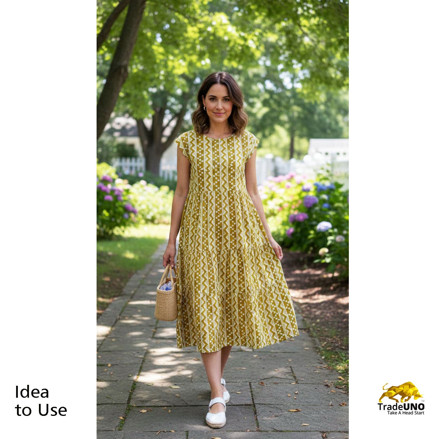 Lemon Yellow Print Cotton 16107 - TradeUNO