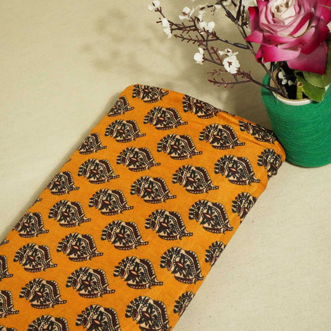 Mustard Yellow Ajrakh Border Print Muslin SSF-16171