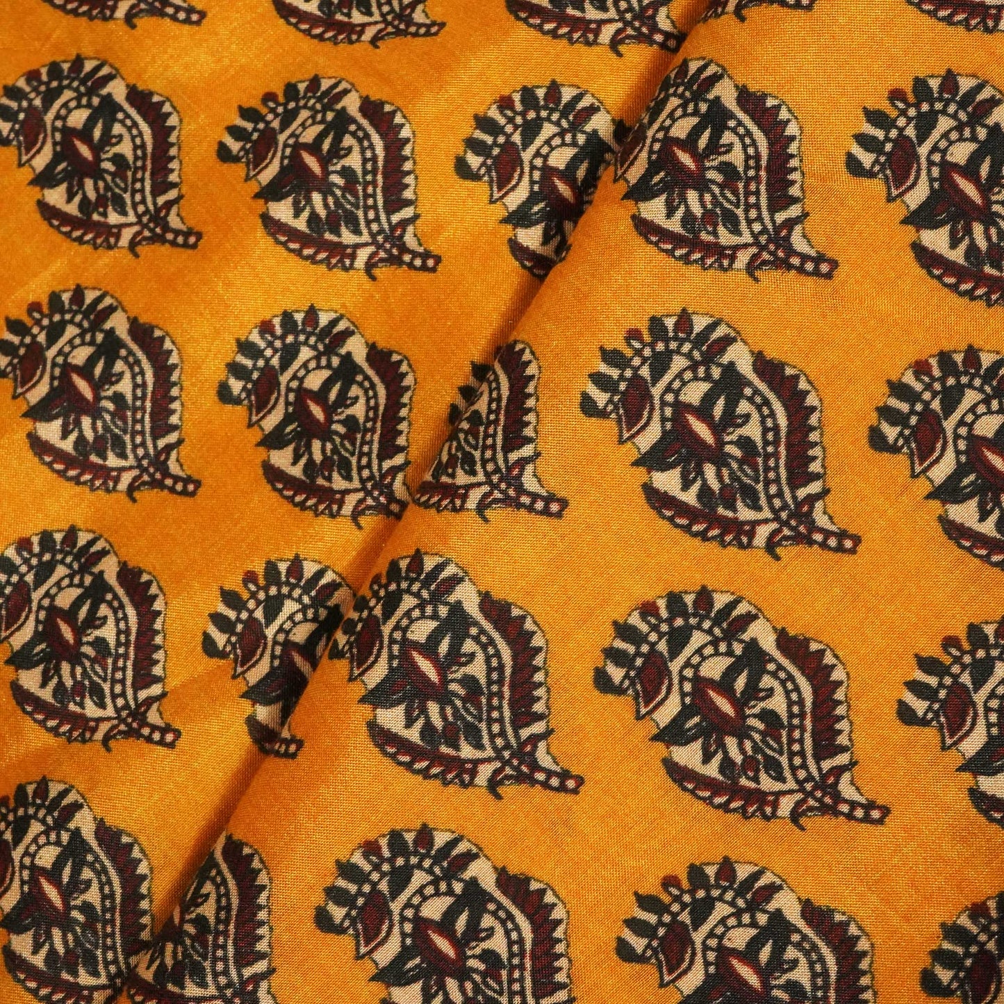 Mustard Yellow Ajrakh Border Print Muslin SSF-16171