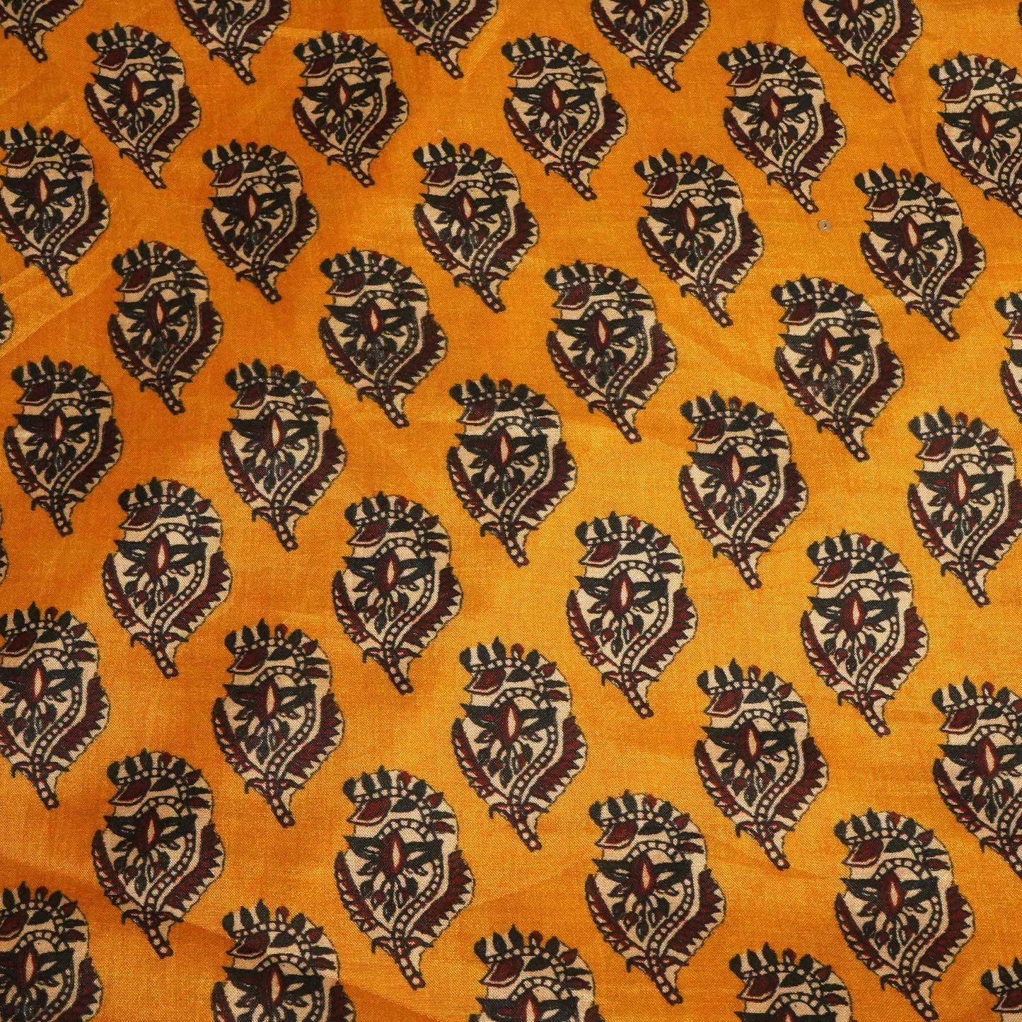 Mustard Yellow Ajrakh Border Print Muslin SSF-16171