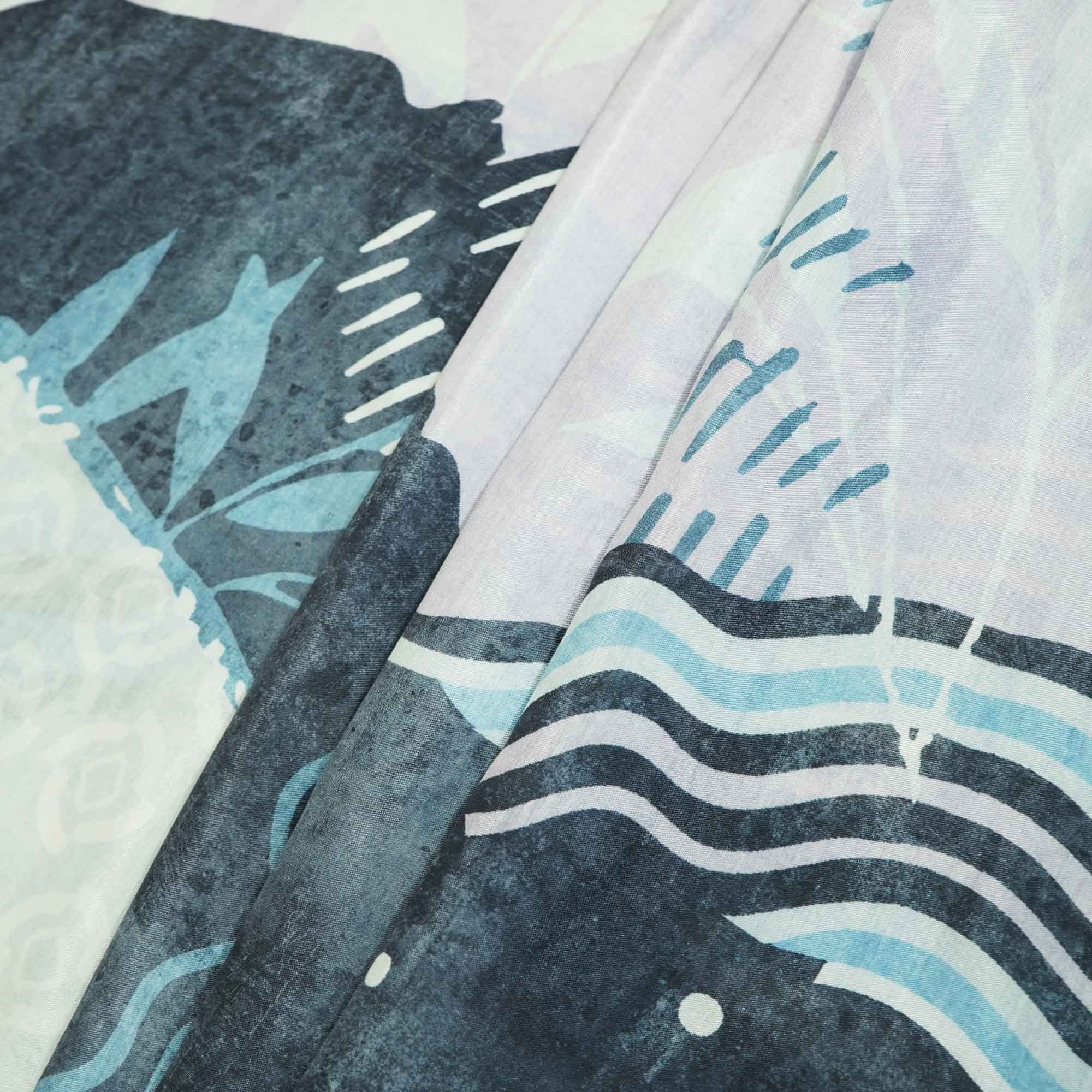 Blue Abstract Print Muslin SSF-16180