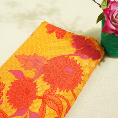 Mustard Yellow Flower Print Muslin SSF-16186