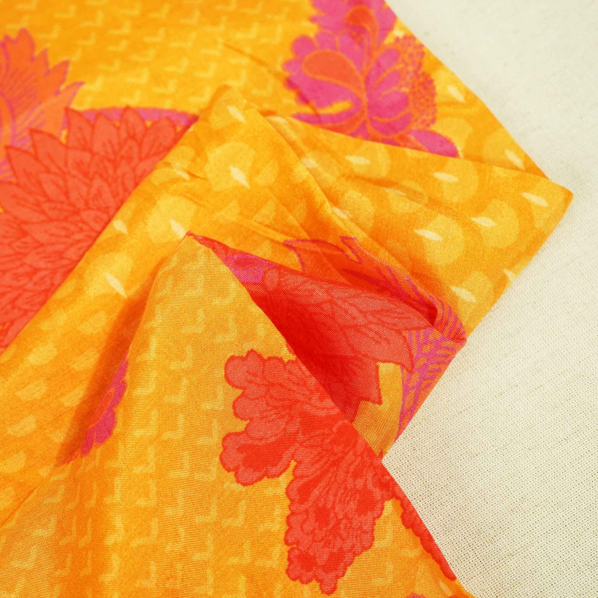 Mustard Yellow Flower Print Muslin SSF-16186
