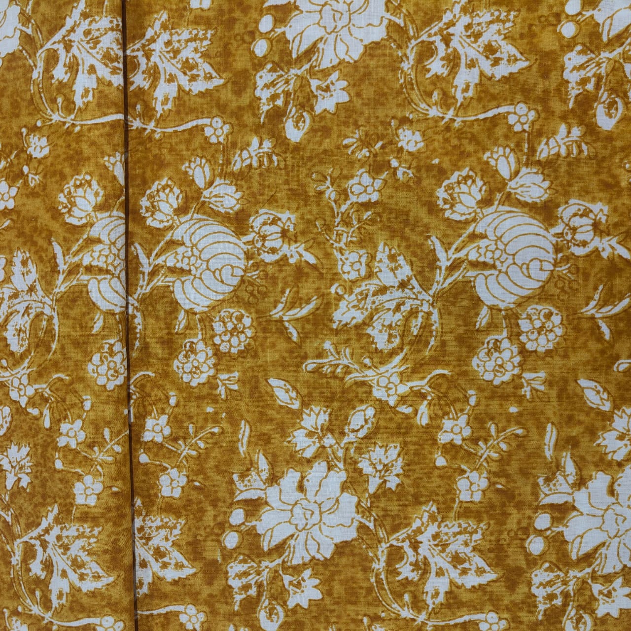 Yellow Flower Print Cotton Satin 16216