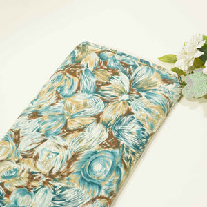 Blue Multicolor Tropical Print Cotton SGF-16223