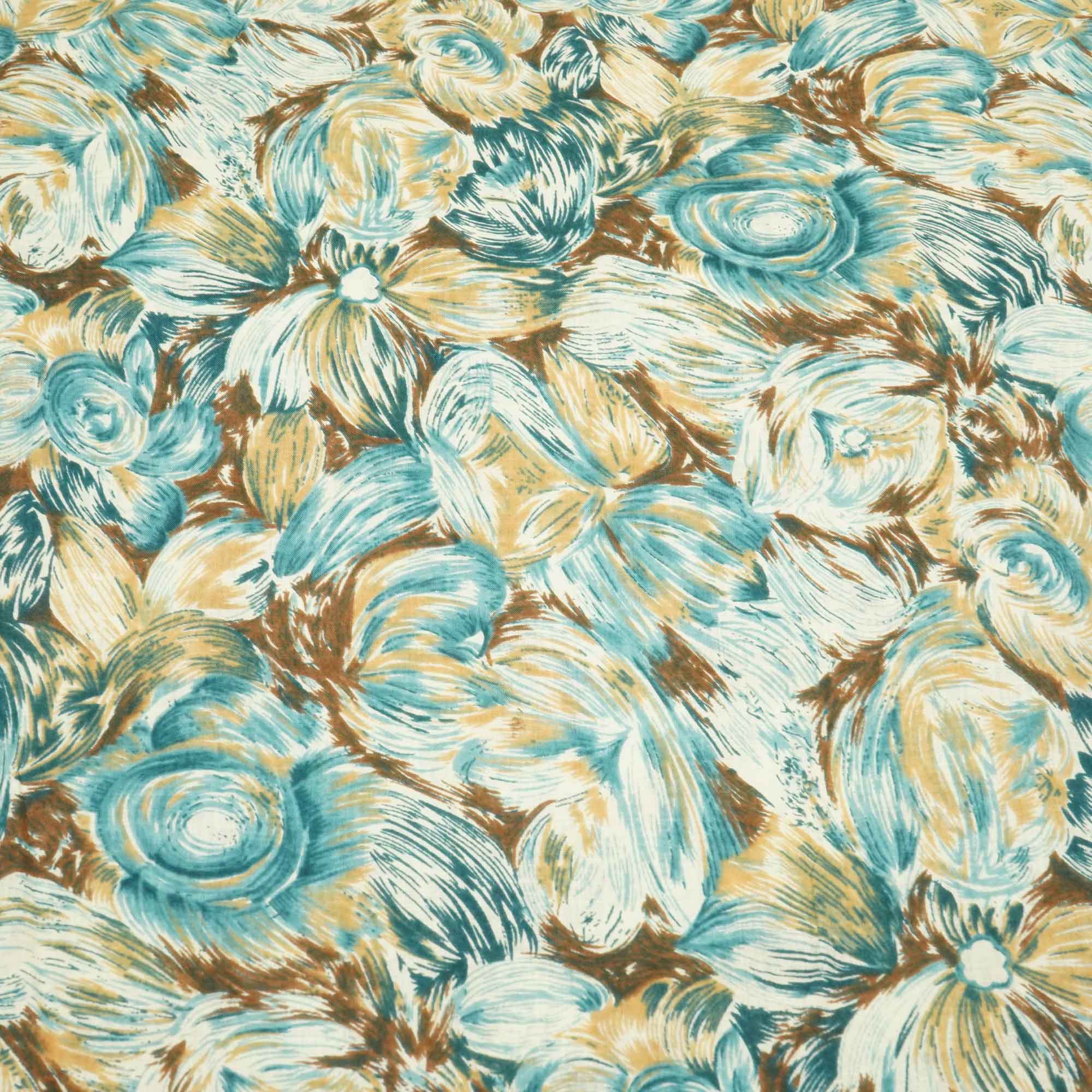 Blue Multicolor Tropical Print Cotton SGF-16223