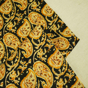 Black Yellow Paisley Print Cotton SGF-16234