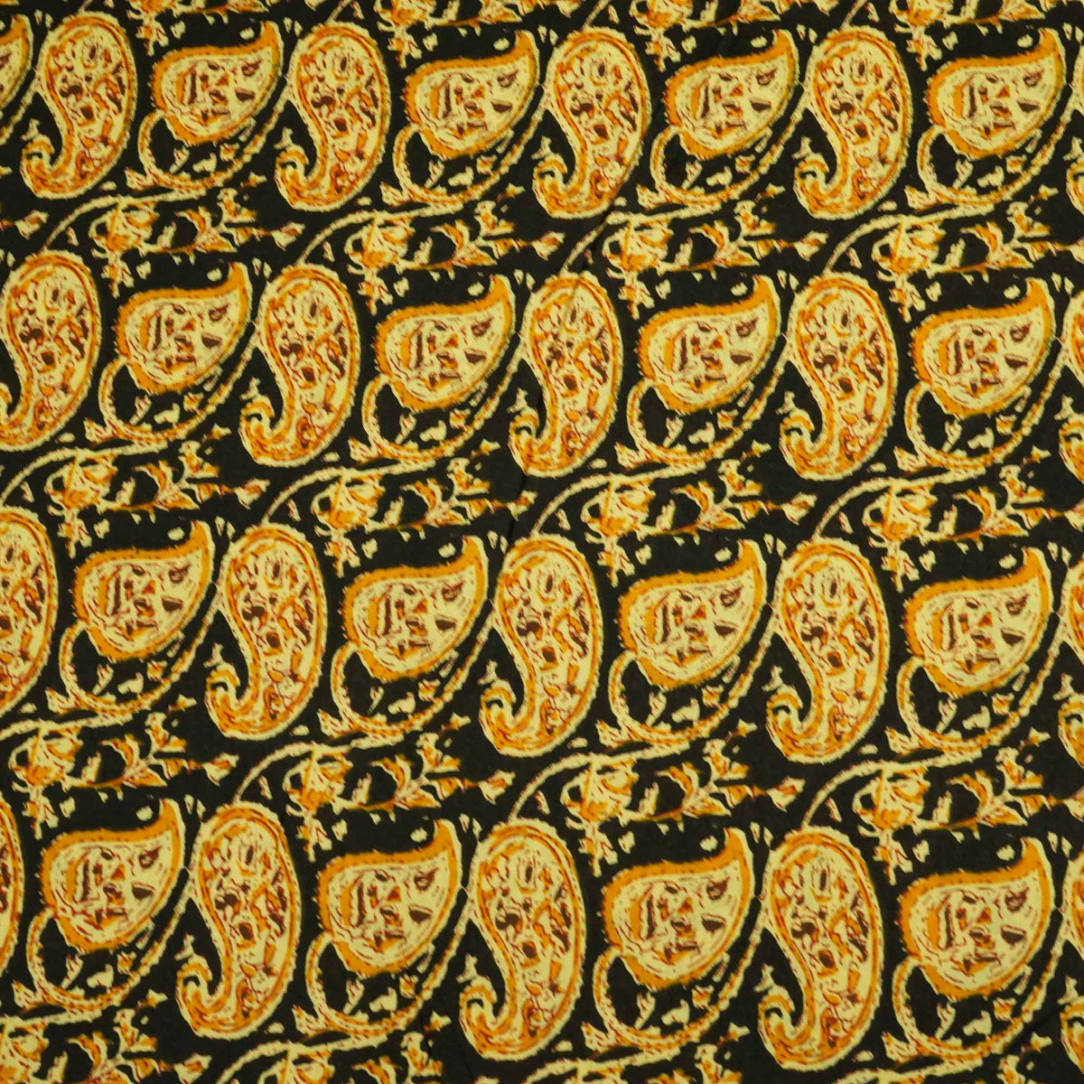 Black Yellow Paisley Print Cotton SGF-16234
