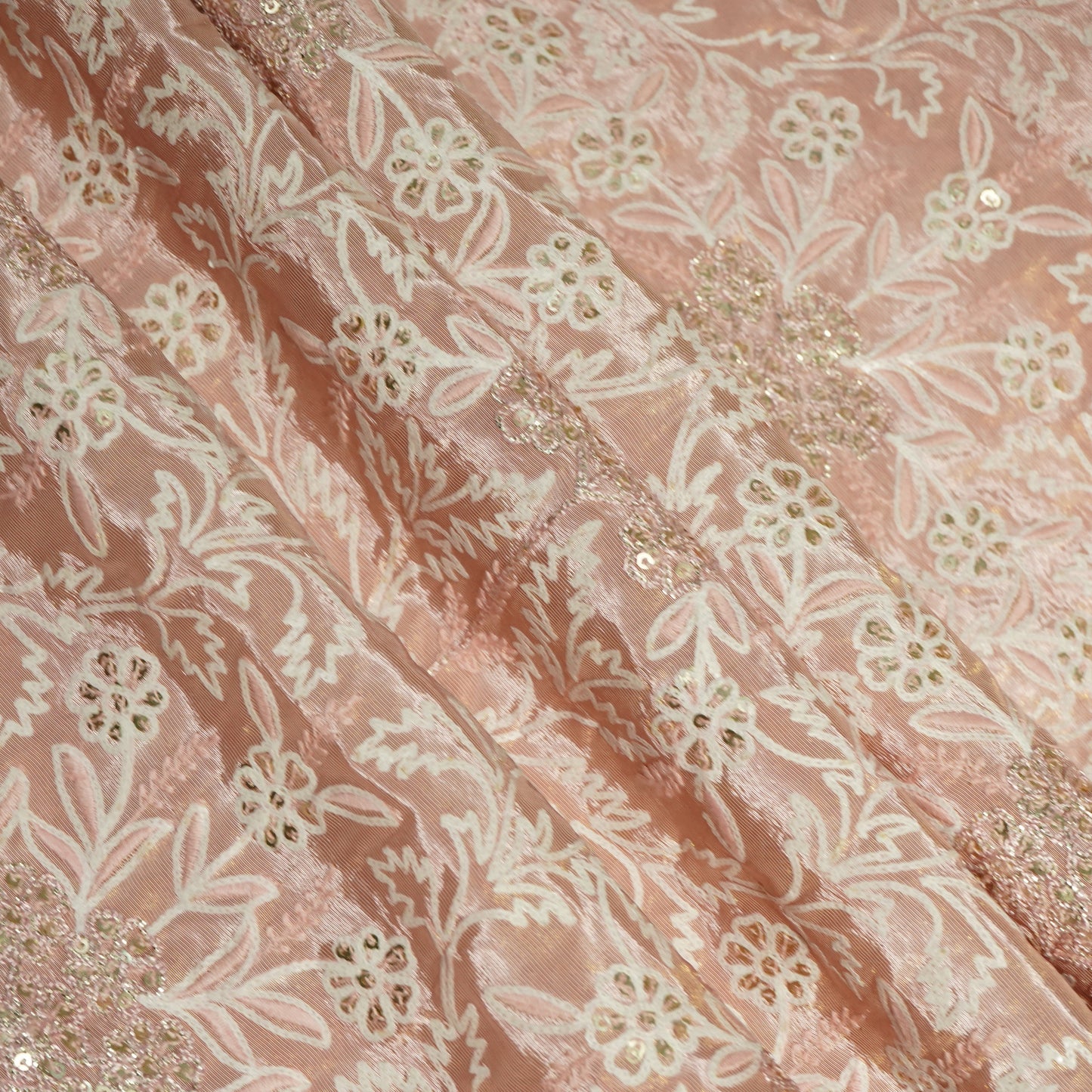 Pink Floral Sequins Dyeable Tissue SF-16258