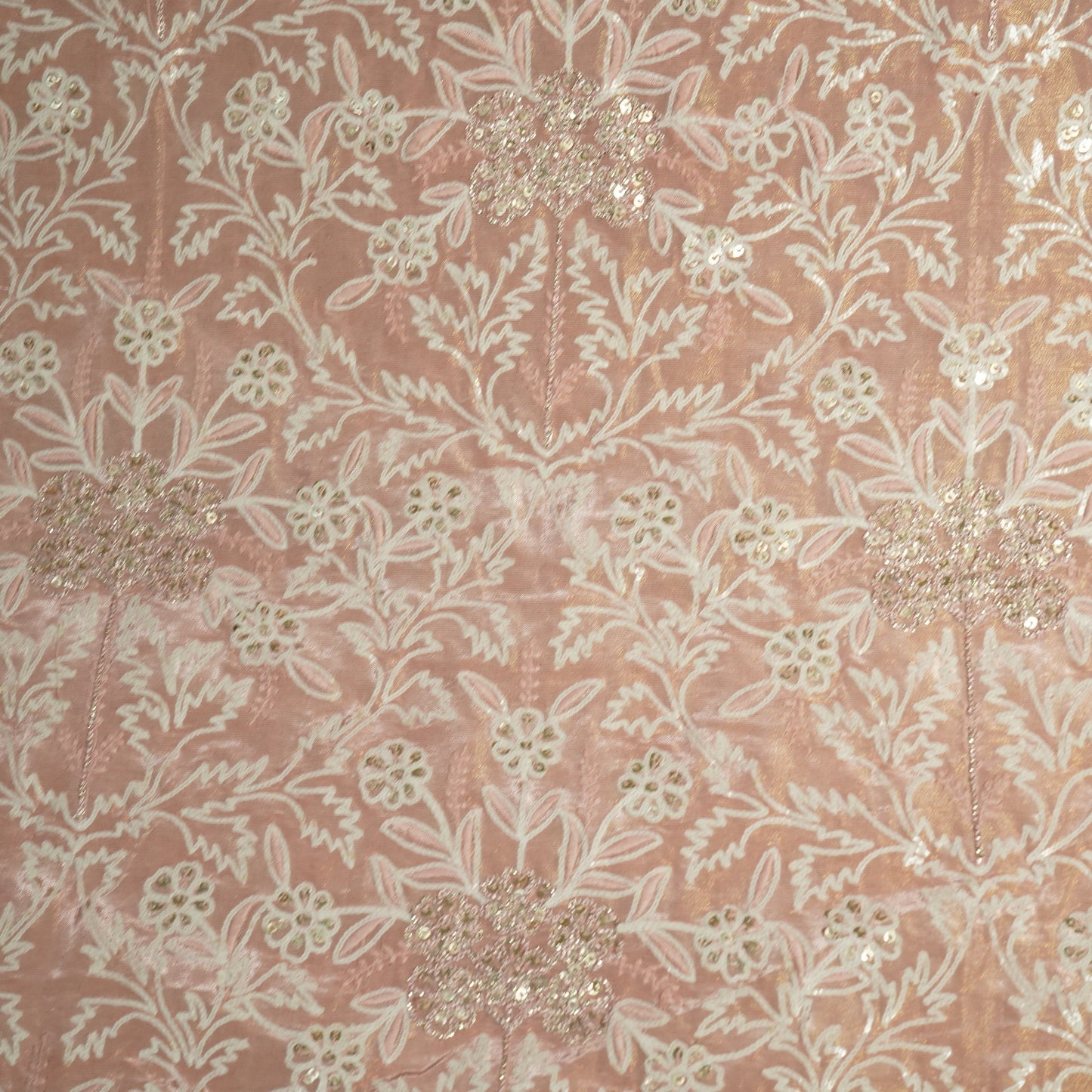 Pink Floral Sequins Dyeable Tissue SF-16258