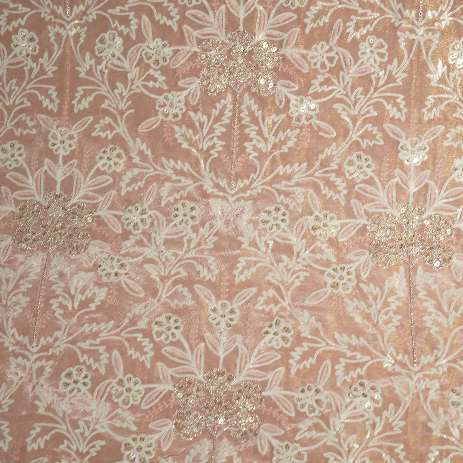 Pink Floral Sequins Dyeable Tissue SF-16258