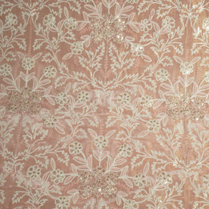 Pink Floral Sequins Dyeable Tissue SF-16258