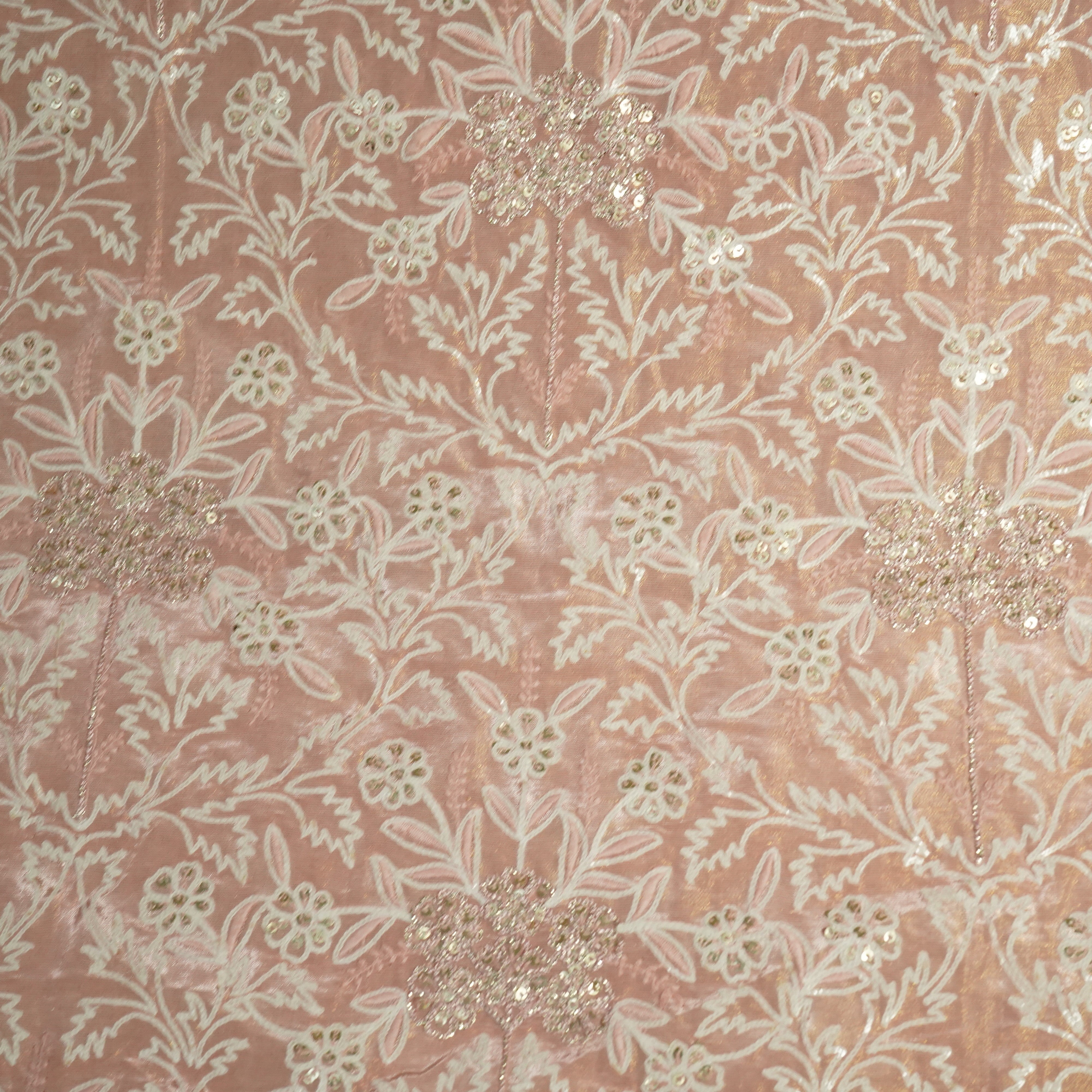Pink Floral Sequins Dyeable Tissue SF-16258