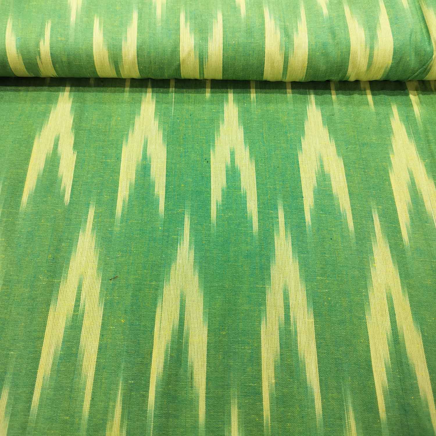 Green Cream Ikkat Print Cotton SS-16286