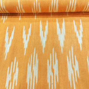 Orange Light Cream Ikkat Print Cotton SS-16292