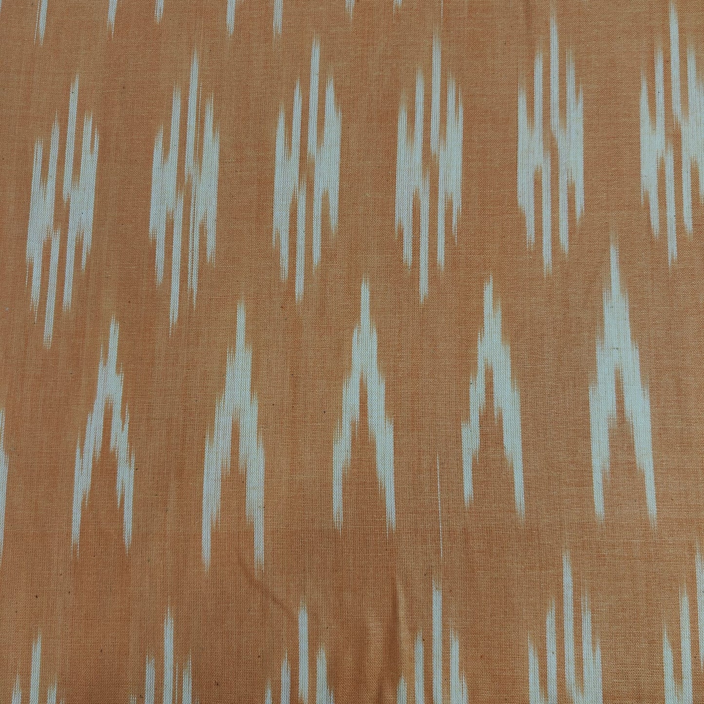Orange Light Cream Ikkat Print Cotton Fabric 16292