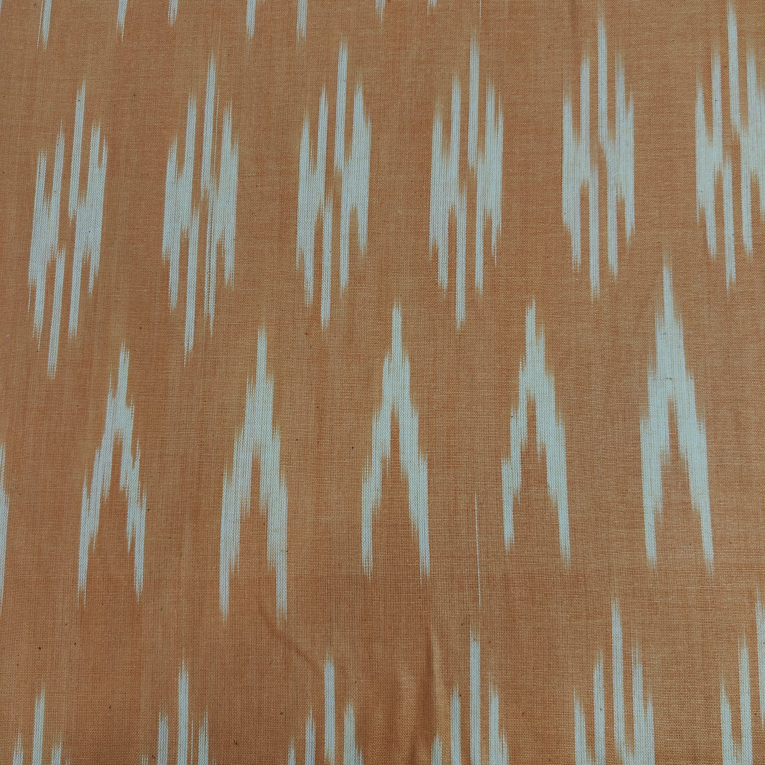 Orange Light Cream Ikkat Print Cotton Fabric 16292