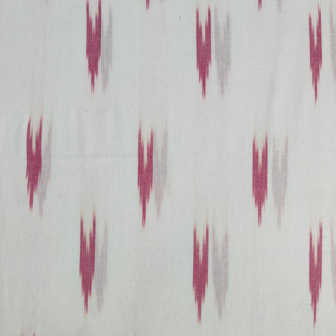 White Pink Ikkat Print Cotton Fabric