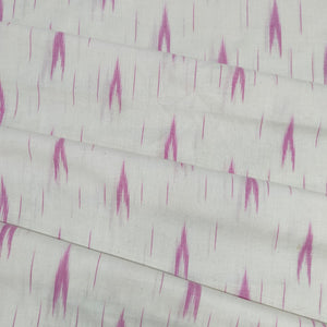 White Pink Ikkat Print Cotton Fabric