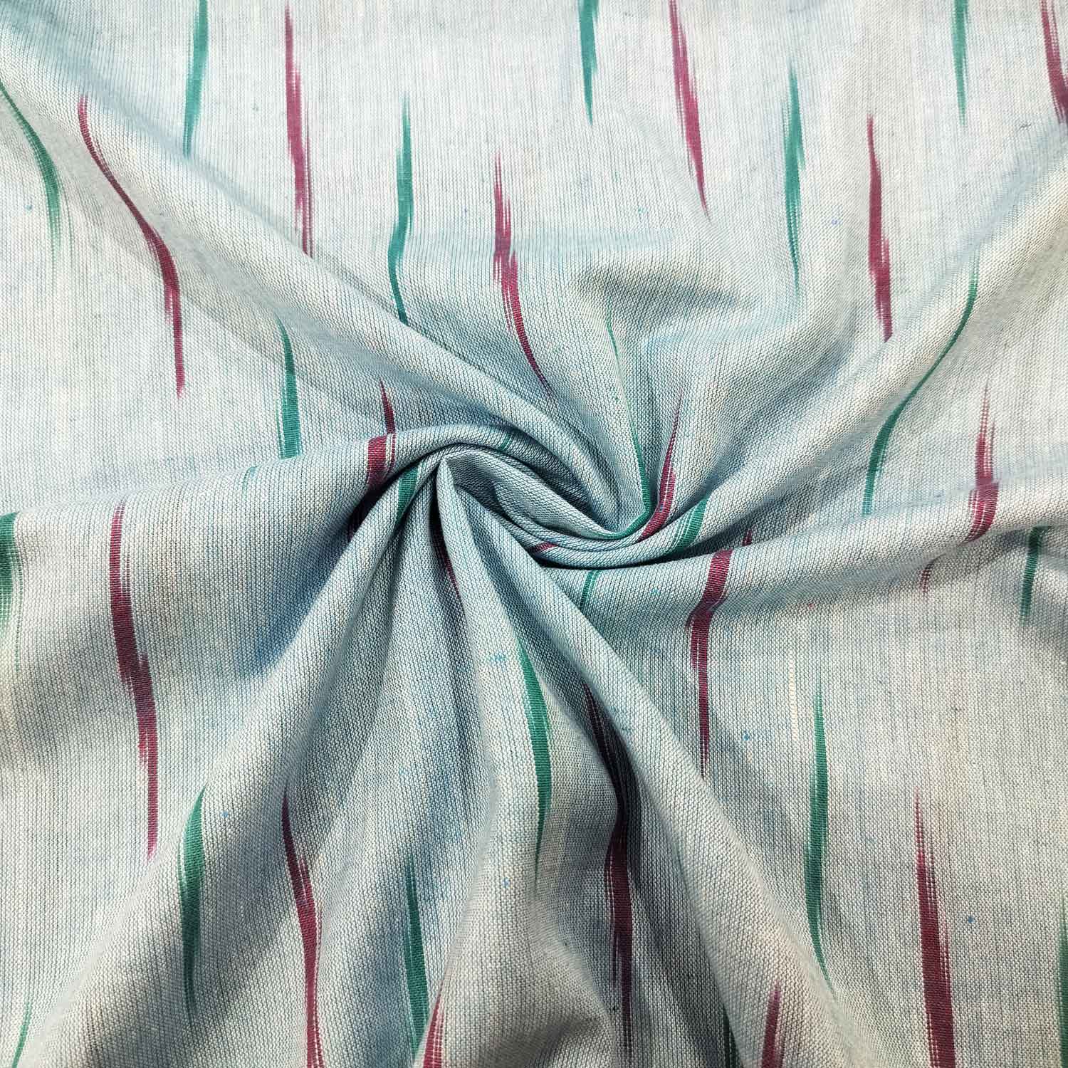 Blue Pink Green Ikkat Print Cotton SS-16328