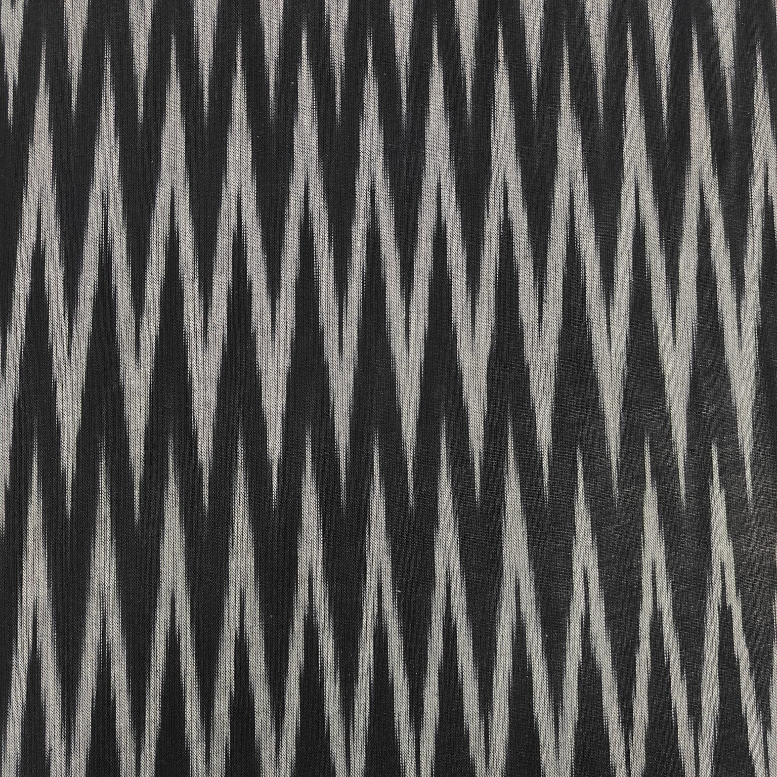 Black Grey Ikkat Print Cotton Fabric
