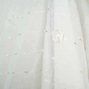 Off White Geometrical Sequins Embroidery Dyeable Cotton Dupatta 16352 - TradeUNO