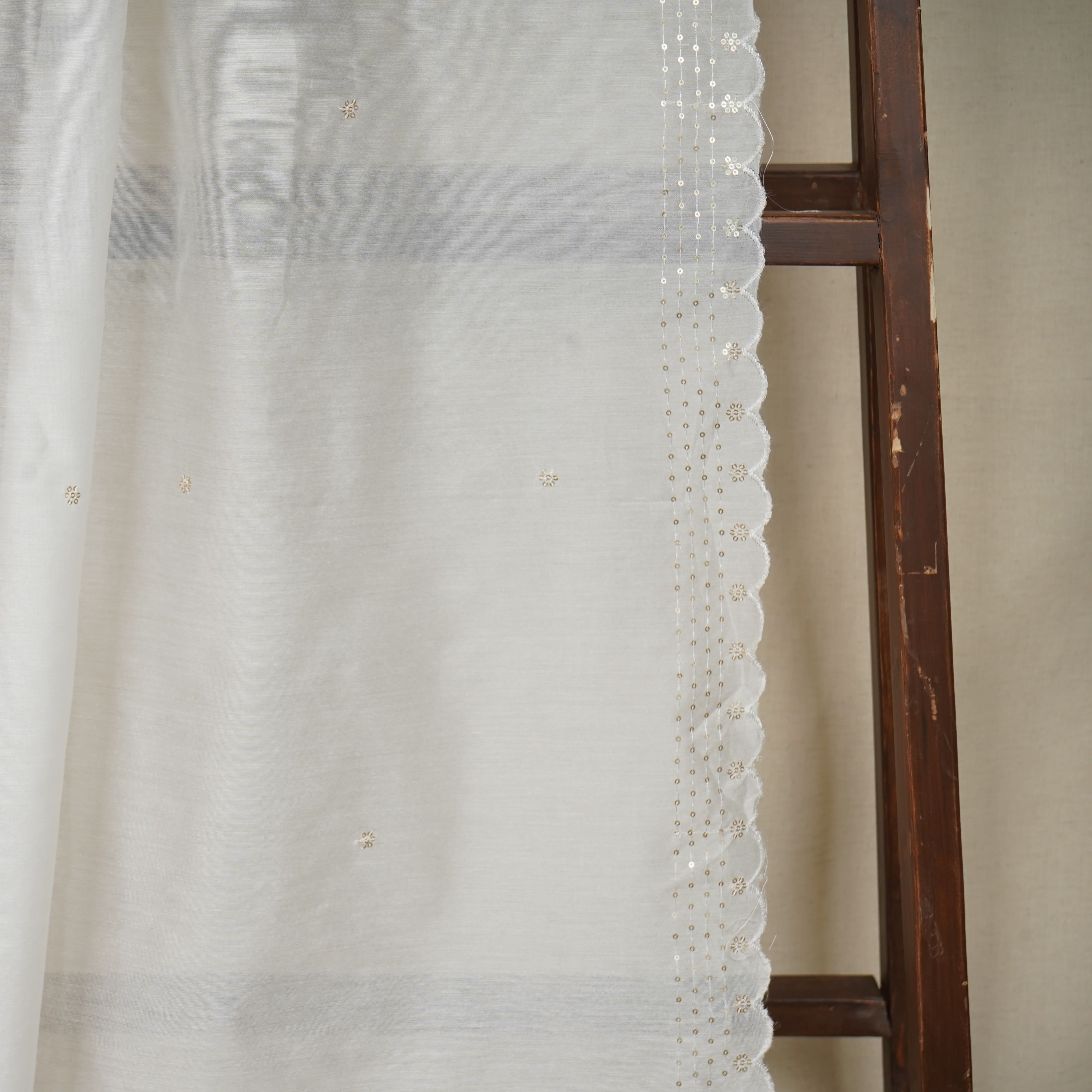 White Sequins Embroidery Dyeable Chanderi Dupatta 16370