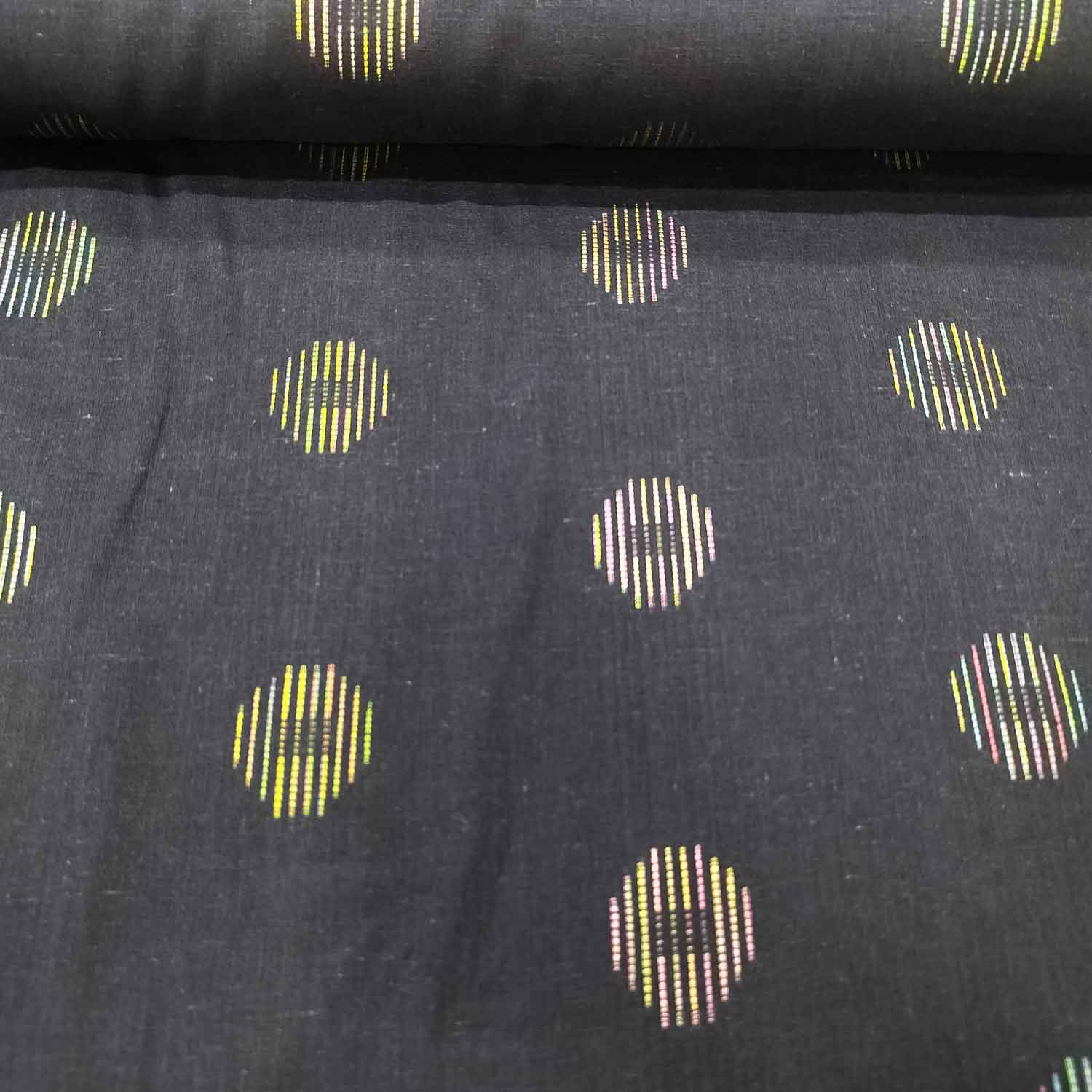 Blue Multicolor Dobby Embroidery Cotton DE-16384