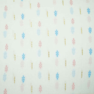 OffWhite Multicolor Gold Lurex Dobby Embroidery Dyeable Cotton DE-16397