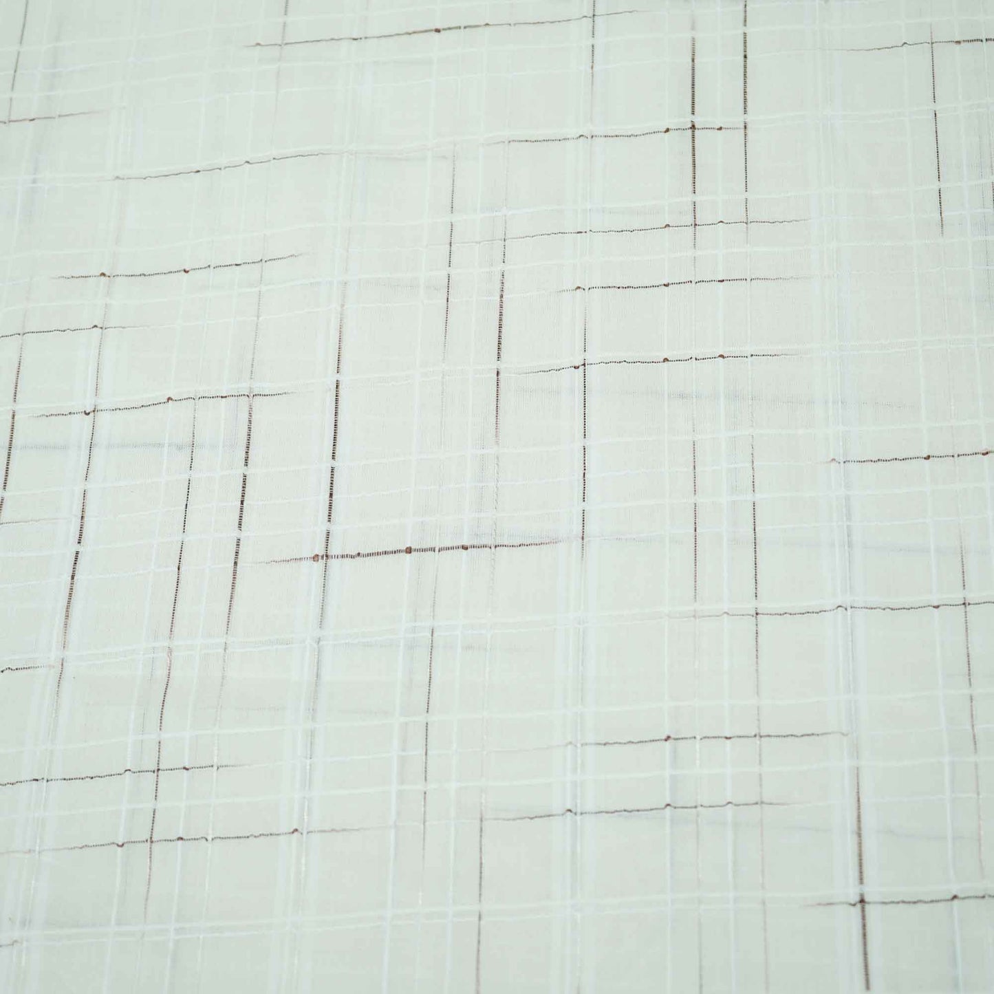 OffWhite Brown Check Dobby Embroidery Dyeable Cotton DE-16404