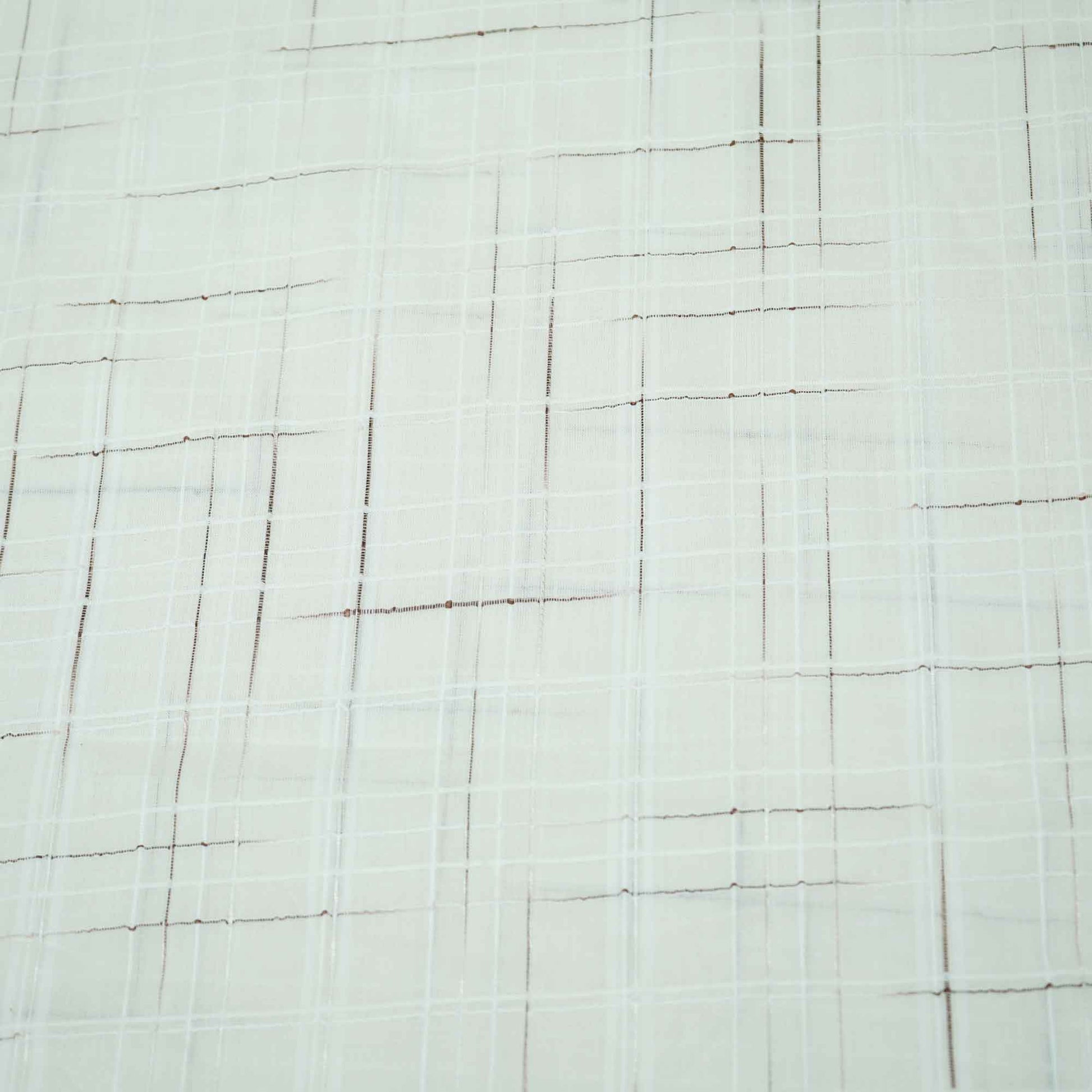 OffWhite Brown Check Dobby Embroidery Dyeable Cotton DE-16404