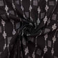 Black Floral Geometrical Silver Dobby Embroidery Cotton DE-16435